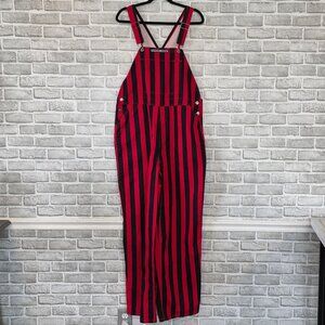 Game Bibs Mens Large Red Black Striped Overalls Georgia Bulldogs Texas Tech Fan
